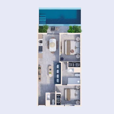 1 Habitación + Estudio